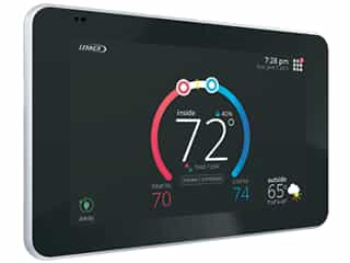 Modern thermostat set at 72 degrees